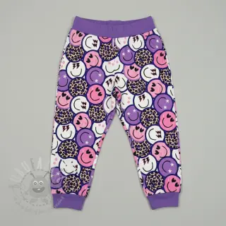 Sweatshirttyg Happy faces purple digital print