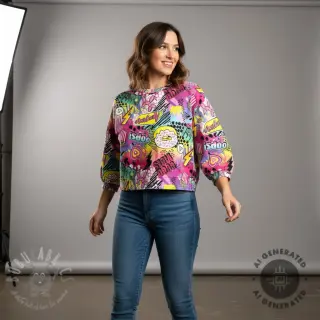 Sweatshirttyg Manga fuchsia digital print