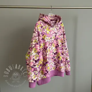 Sweatshirttyg Bright flowers design pink lime
