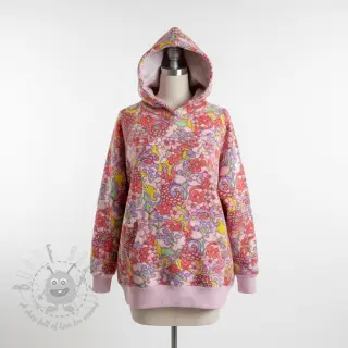Sweatshirttyg Abstract flowers pink digital print