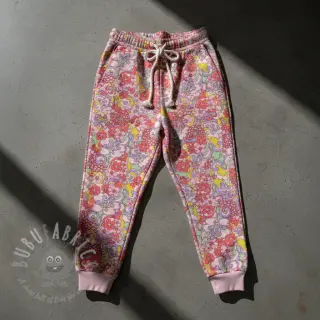 Sweatshirttyg Abstract flowers pink digital print