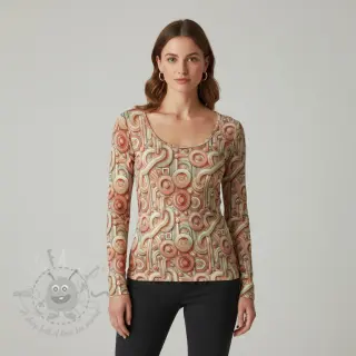 Jersey VISCOSE Unity orange digital print