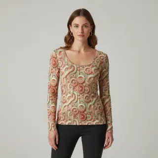 Úplet VISCOSE Unity orange digital print