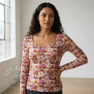 Jersey Paisley woody design Och digital print
