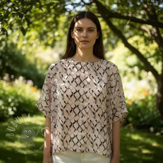 Viskos med lin Ivy Diamonds design B digital print