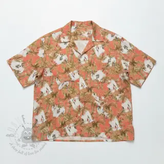 Viskos med lin Crane bird design B digital print