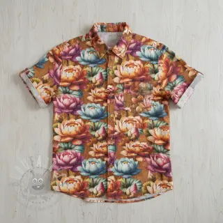 Viskos med lin Marigold design C digital print