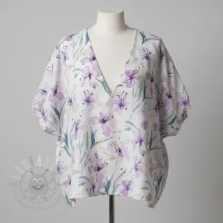 Viskos med lin Natural Lin Laurel purple digital print