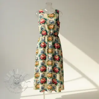 Viskos med lin Clover design D digital print