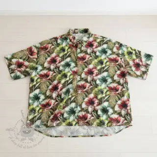 Viskos med lin Azalea design C digital print