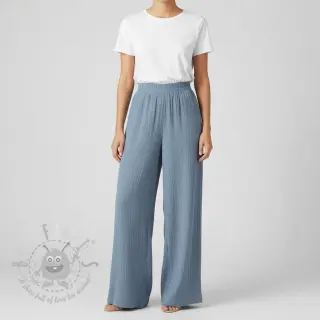 Viskos med lin CRINCLE blue shadow