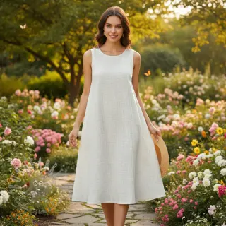 Viskos med lin CRINCLE off white