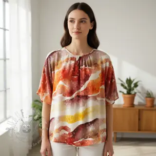Viskos SATIN Chloe red digital print