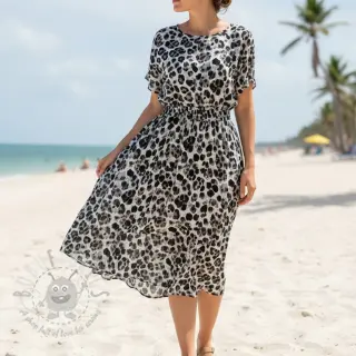 Viskos SATIN Animal skin black digital print
