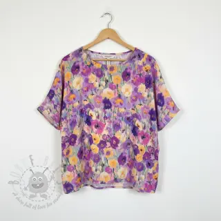 Viskos SATIN Lavender flowers digital print
