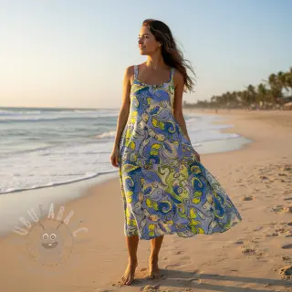 Viskos RADIANCE Abstract paisley blue digital print