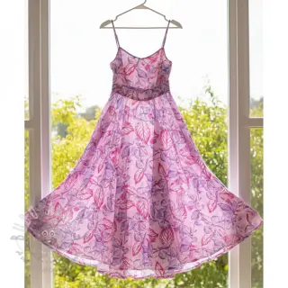 Viskos RADIANCE Anabella leaves pink digital print