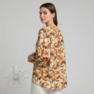 Viskos RAYON POPLIN Feathers design C digital print