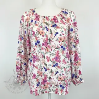 Viskos LUREX Tossed flowers white digital print