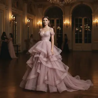 Tyl na TUTU ROYAL SPARKLE old blush gold