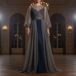 Tyl na TUTU ROYAL SPARKLE dark grey silver