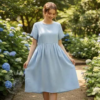 Lin med bomull Lico light blue