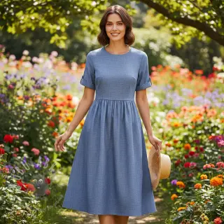 Lin med bomull Lico navy