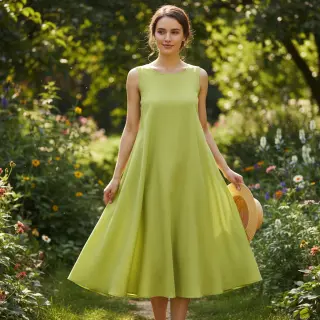 Ľan s bavlnou Fishbone bright green