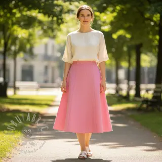 Lin med bomull Fishbone fuchsia