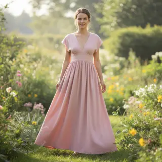 Lin med bomull Fishbone pink