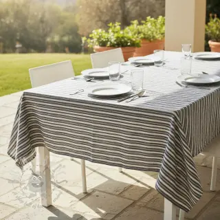 Lin med bomull Lira big stripe black