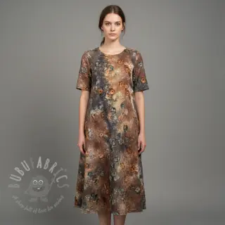 Bomullstyg TIE DYE EMBROIDERY Poppy design M