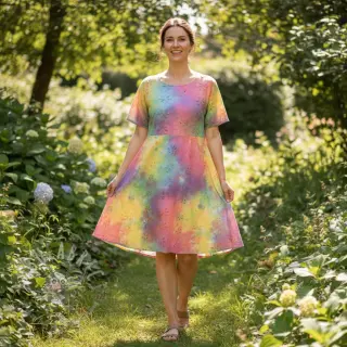 Bomullstyg EMBROIDERY Tie dye Della design Och