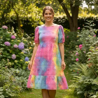 Bomullstyg EMBROIDERY Tie dye Della design B