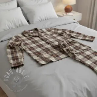 Bomullstyg YARN DYED CHECK BRUSHED brown