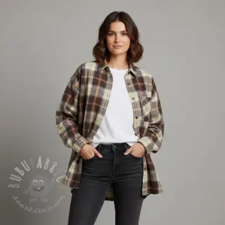Bomullstyg YARN DYED CHECK BRUSHED brown