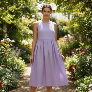Bomullspoplin bright lilac