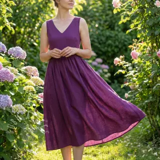 Bomullspoplin dark purple
