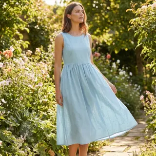 Bomullspoplin light blue