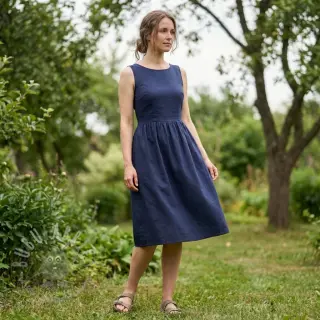 Bomullspoplin navy