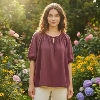Bomullstyg SLUB WASHED mauve