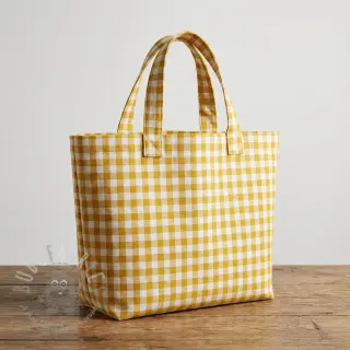 Bomullstyg Check ochre