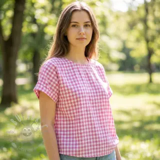 Bomullstyg Check pink