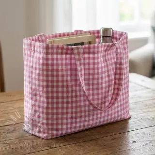 Bomullstyg Check pink