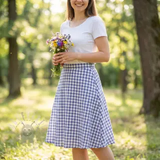 Bomullstyg Check lavender