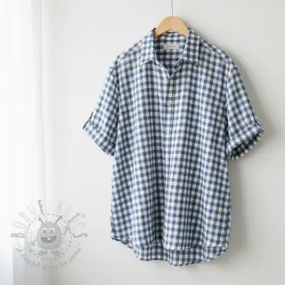 Bomullstyg Check blue