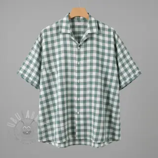 Bomullstyg Check teal