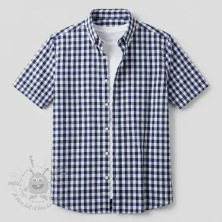 Bomullstyg Check navy