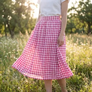 Bomullstyg Check fuchsia