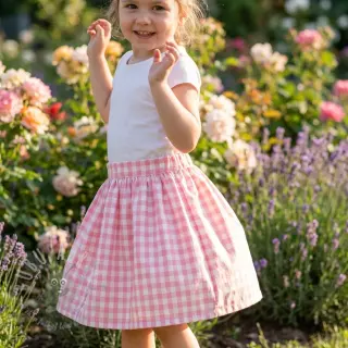 Bomullstyg Check rosa